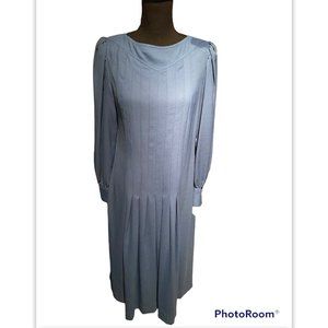 LESLIE FAY VINTAGE PEWTER BLUE DRESS sz 10